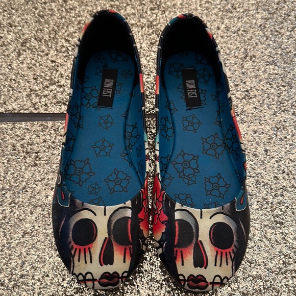 Iron Fist Shoes - Iron Fist skull flowers joker flats size 7